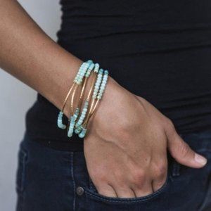 Scout Wrap Bracelet/Necklace - Turquoise & Gold